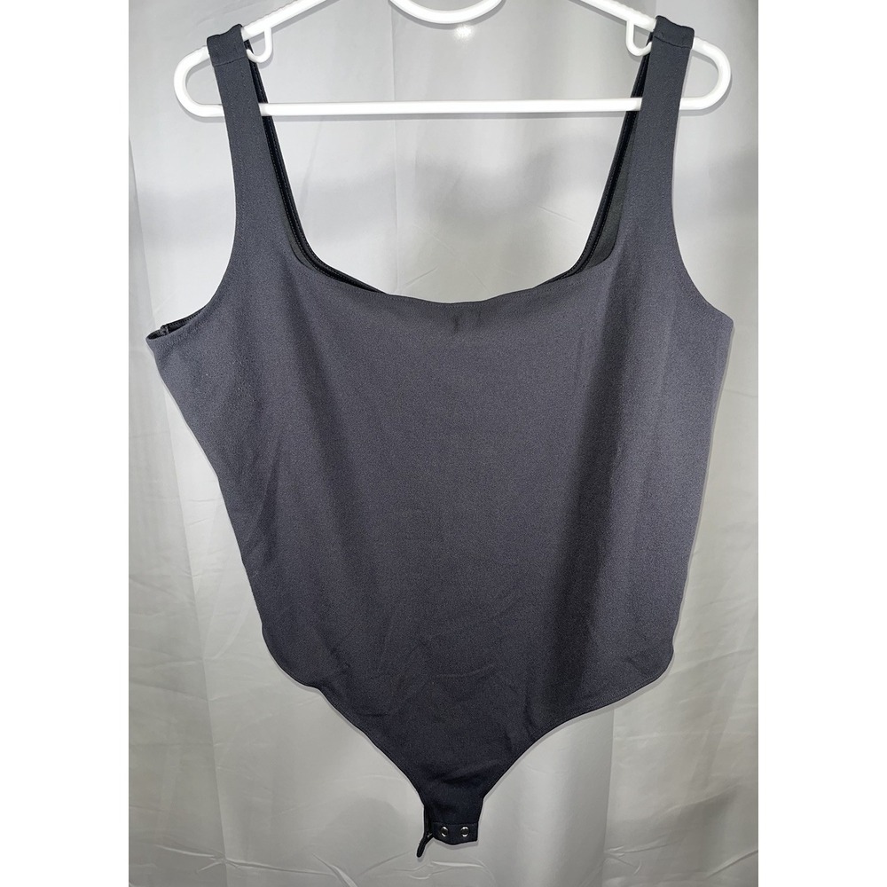 Express Tank Top Bodysuit Gray Sleeveless Stretch Square Neck Basic Casual XL